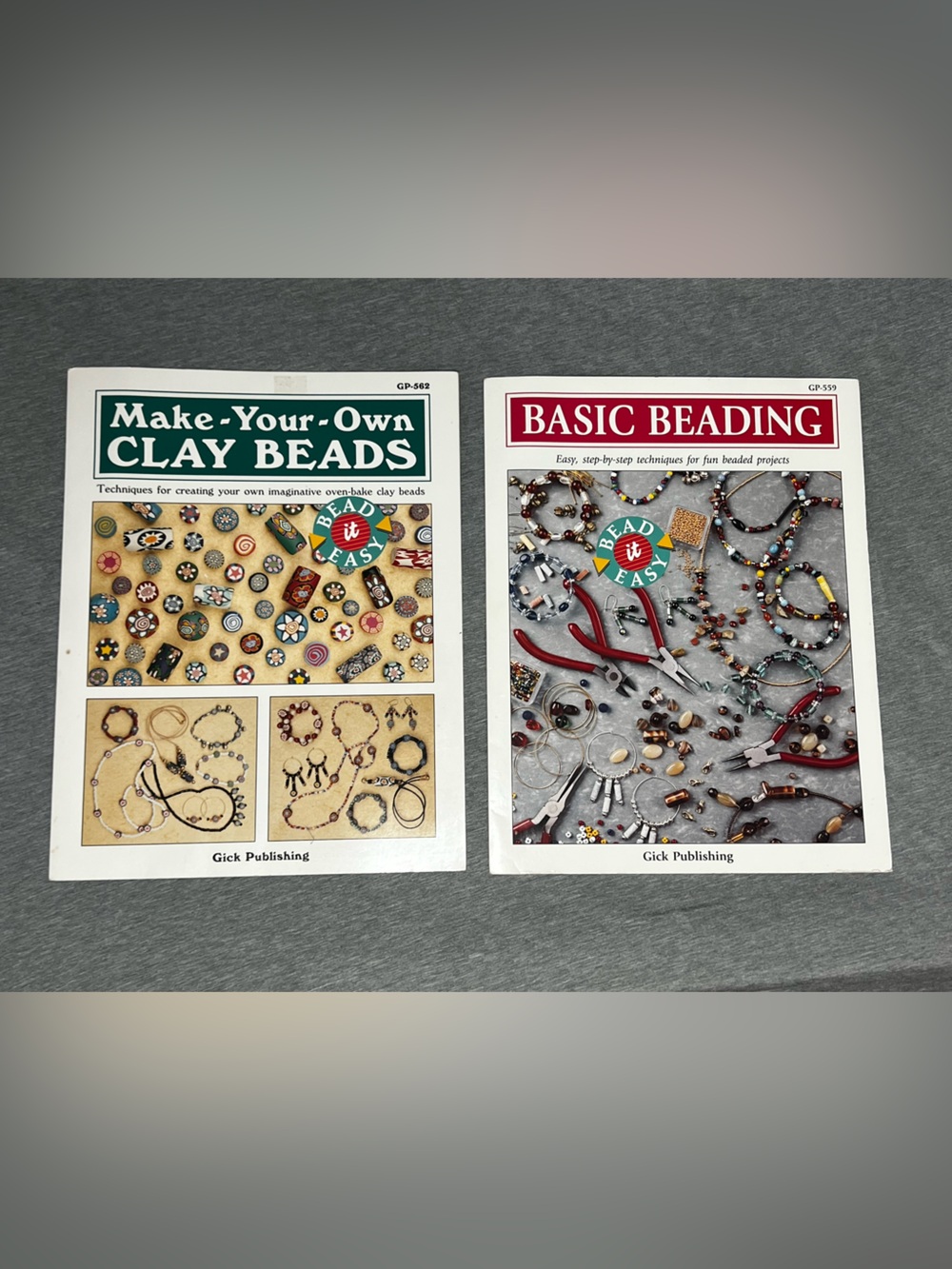 Basic Beading & Make-Your-Own Clay Beads Craft Book Set - White/Green Covers